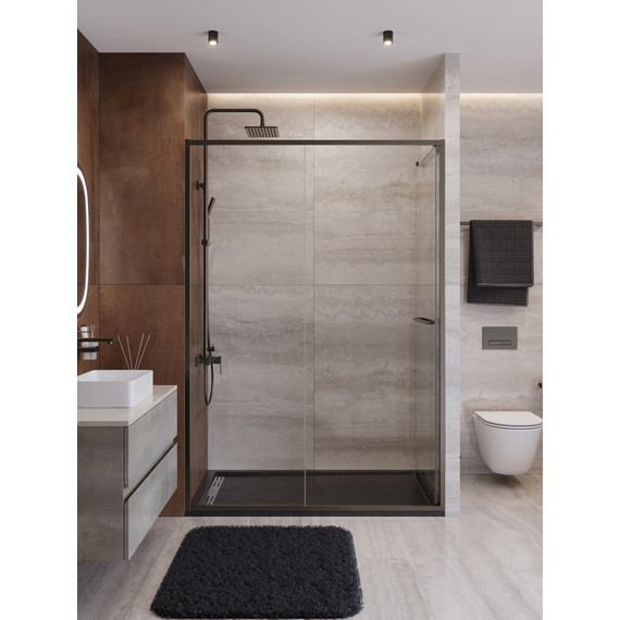 Душевая дверь Cezares Lux 140 см LUX-B-FS-11-140-C-GM, оружейная сталь/прозрачное - фото 4