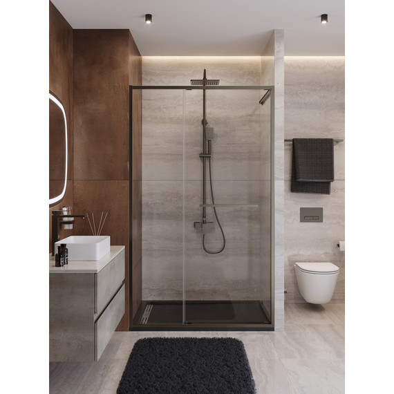 Душевая дверь Cezares Lux 120 см LUX-B-FS-11-120-C-GM, оружейная сталь/прозрачное - фото 