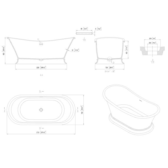 Ванна каменная Allen Brau Solid Stone Krion Classic 171x75 2.35004.21, белый матовый - фото 11