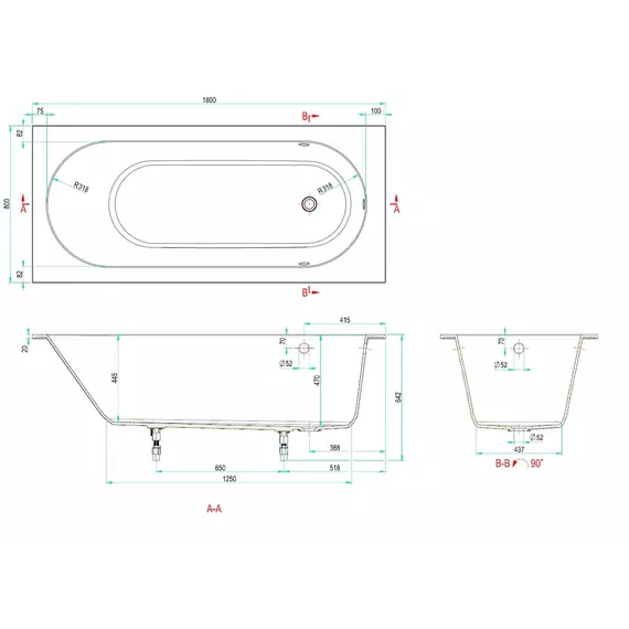 Ванна каменная Allen Brau Evo Oberon 180x80 2.3EV03.20 - фото 14