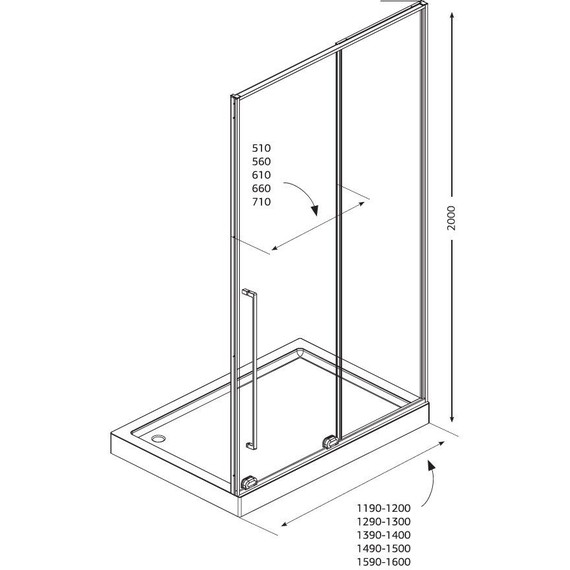 Душевая дверь Allen Brau Fantasy 140 см 3.11008.31 (стекло 8 мм) чёрный/прозрачное - фото 4