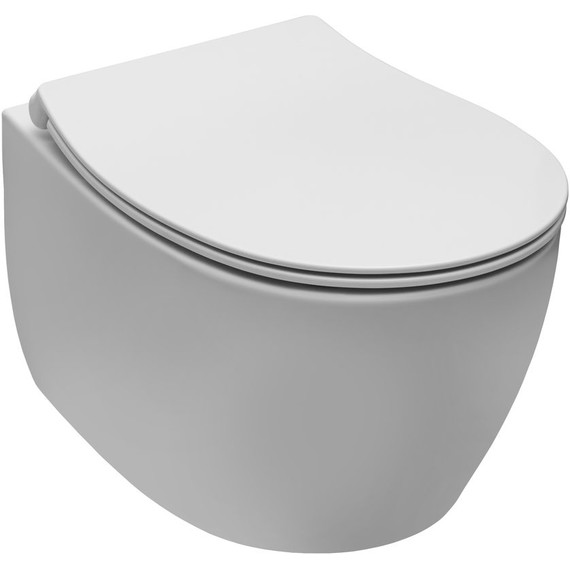 Унитаз приставной безободковый Allen Brau Fantasy 4.11004.21 с тонкой крышкой микролифт, белый матовый - фото 