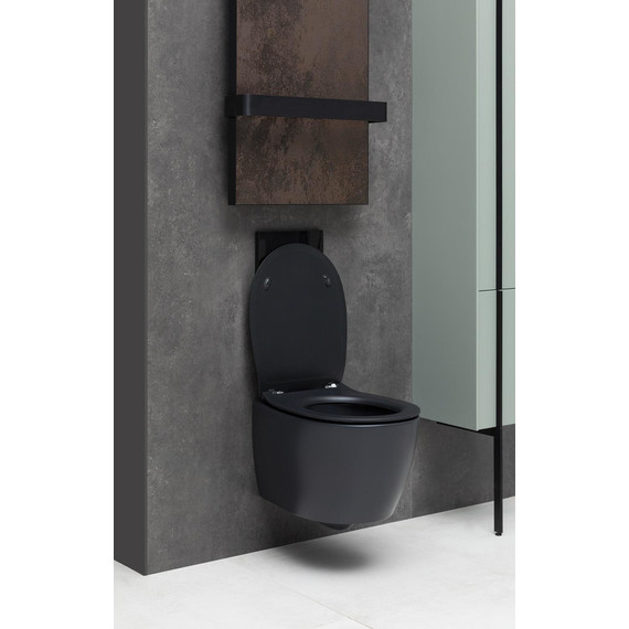 Унитаз подвесной безободковый Allen Brau Fantasy 4.11004.31 с тонкой крышкой микролифт, чёрный матовый - фото 13