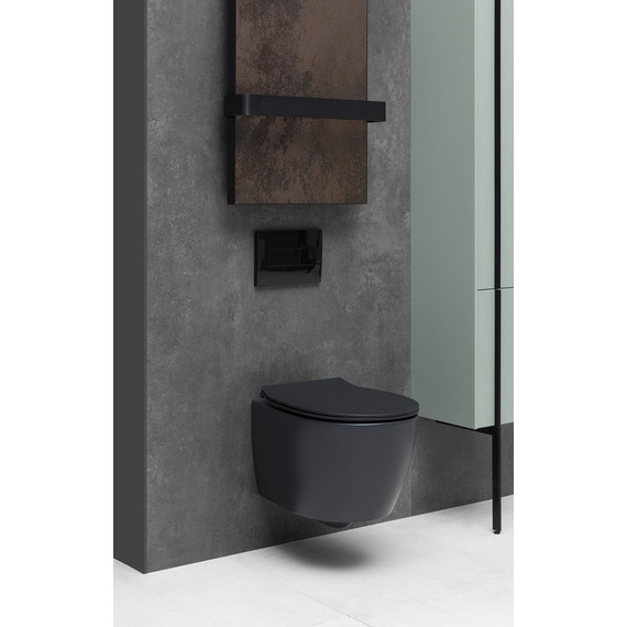 Унитаз подвесной безободковый Allen Brau Fantasy 4.11004.31 с тонкой крышкой микролифт, чёрный матовый - фото 14