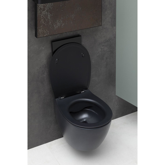 Унитаз подвесной безободковый Allen Brau Fantasy 4.11004.31 с тонкой крышкой микролифт, чёрный матовый - фото 17