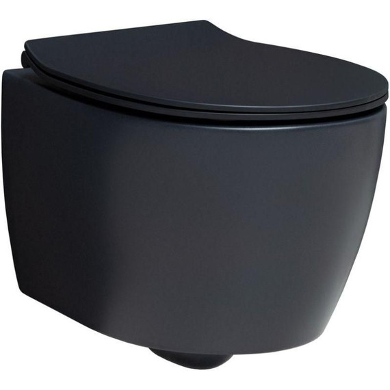 Унитаз подвесной безободковый Allen Brau Fantasy 4.11004.31 с тонкой крышкой микролифт, чёрный матовый - фото 