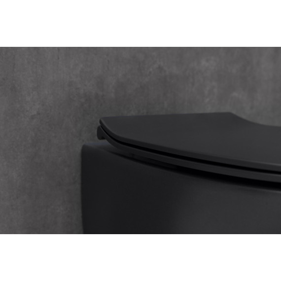 Унитаз подвесной безободковый Allen Brau Fantasy 4.11004.31 с тонкой крышкой микролифт, чёрный матовый - фото 19