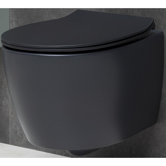 Унитаз подвесной безободковый Allen Brau Fantasy 4.11004.31 с тонкой крышкой микролифт, чёрный матовый - фото 8