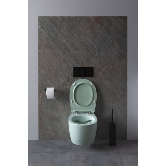 Унитаз подвесной безободковый Allen Brau Fantasy 4.11004.MT с тонкой крышкой микролифт, мятный - фото 14