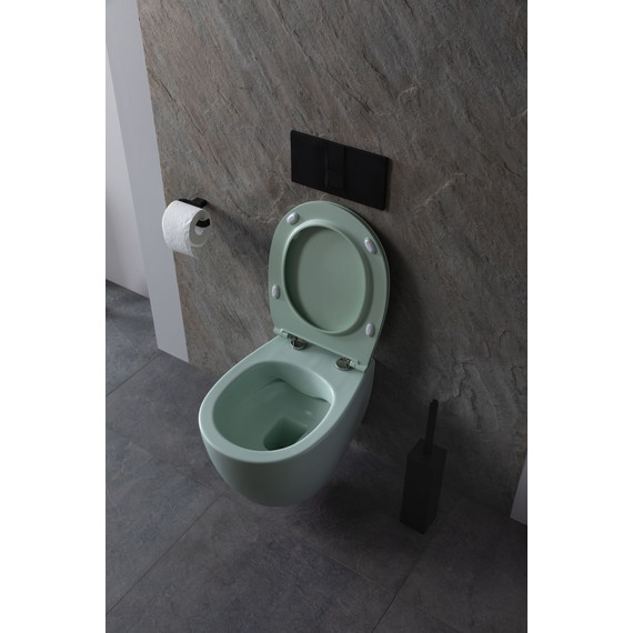 Унитаз подвесной безободковый Allen Brau Fantasy 4.11004.MT с тонкой крышкой микролифт, мятный - фото 17