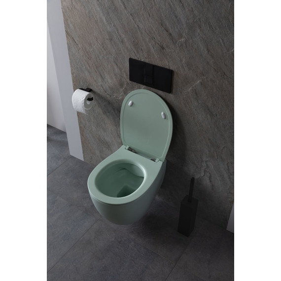 Унитаз подвесной безободковый Allen Brau Fantasy 4.11004.MT с тонкой крышкой микролифт, мятный - фото 18