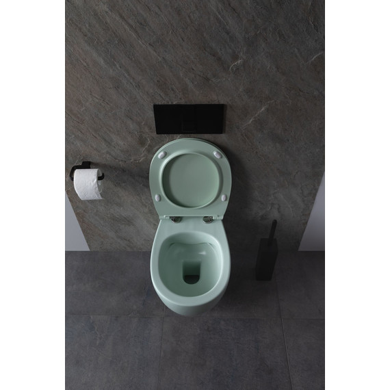 Унитаз подвесной безободковый Allen Brau Fantasy 4.11004.MT с тонкой крышкой микролифт, мятный - фото 20