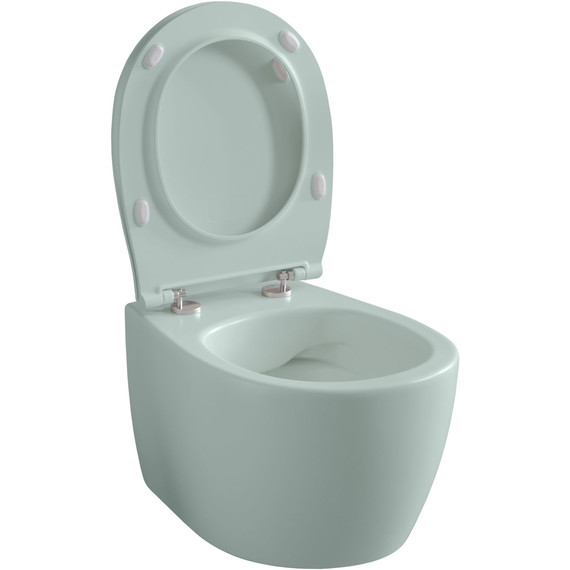 Унитаз подвесной безободковый Allen Brau Fantasy 4.11004.MT с тонкой крышкой микролифт, мятный - фото 7