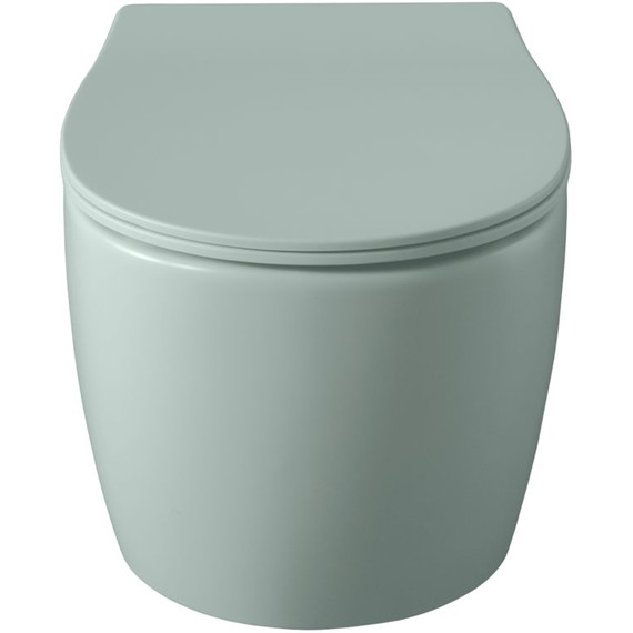 Унитаз подвесной безободковый Allen Brau Fantasy 4.11004.MT с тонкой крышкой микролифт, мятный - фото 2