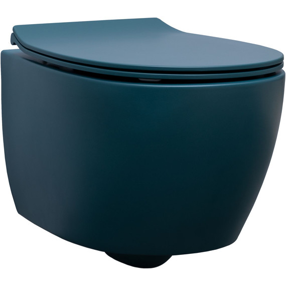 Унитаз подвесной безободковый Allen Brau Fantasy 4.11004.PT с тонкой крышкой микролифт, петроль - фото 