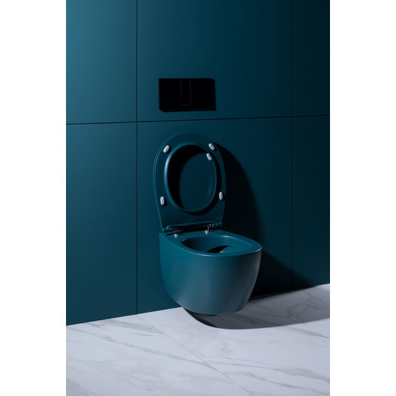 Унитаз подвесной безободковый Allen Brau Fantasy 4.11004.PT с тонкой крышкой микролифт, петроль - фото 26