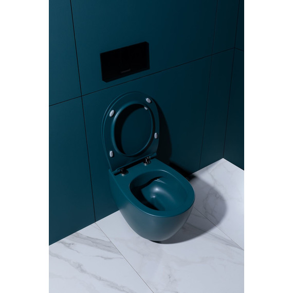 Унитаз подвесной безободковый Allen Brau Fantasy 4.11004.PT с тонкой крышкой микролифт, петроль - фото 29