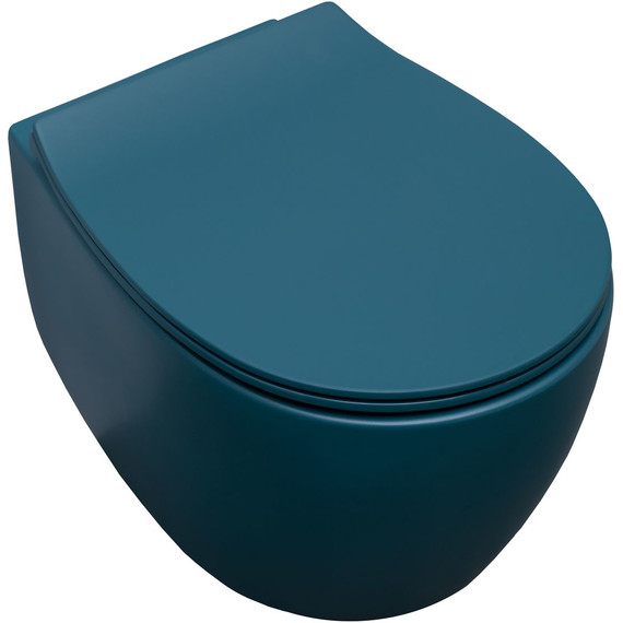 Унитаз подвесной безободковый Allen Brau Fantasy 4.11004.PT с тонкой крышкой микролифт, петроль - фото 2