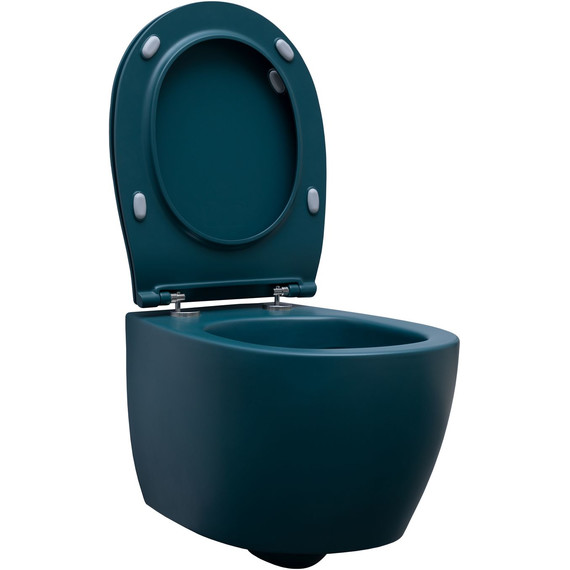 Унитаз подвесной безободковый Allen Brau Fantasy 4.11004.PT с тонкой крышкой микролифт, петроль - фото 5