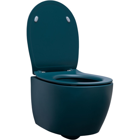 Унитаз подвесной безободковый Allen Brau Fantasy 4.11004.PT с тонкой крышкой микролифт, петроль - фото 6