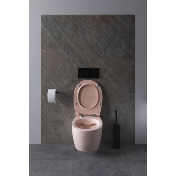 Унитаз приставной безободковый Allen Brau Fantasy 4.11004.SM с тонкой крышкой микролифт, розовый - фото 13