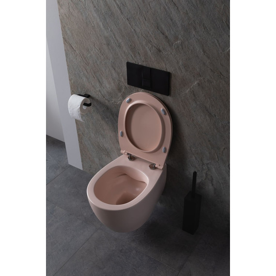 Унитаз приставной безободковый Allen Brau Fantasy 4.11004.SM с тонкой крышкой микролифт, розовый - фото 16