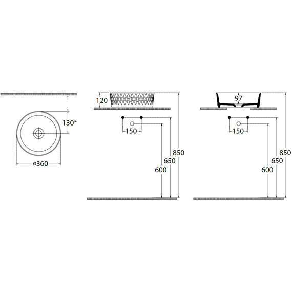 Раковина-чаша Allen Brau Fantasy Romb 36 см 4.11033.BD, бордо - фото 2