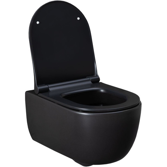 Унитаз подвесной безободковый Allen Brau Priority 4.31001.31 с тонкой крышкой микролифт, чёрный матовый - фото 10