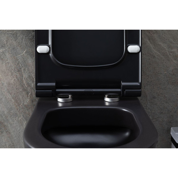Унитаз подвесной безободковый Allen Brau Priority 4.31001.31 с тонкой крышкой микролифт, чёрный матовый - фото 16