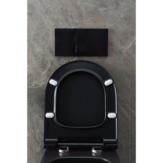 Унитаз подвесной безободковый Allen Brau Priority 4.31001.31 с тонкой крышкой микролифт, чёрный матовый - фото 17