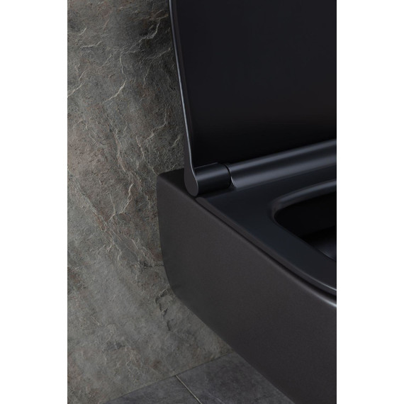 Унитаз подвесной безободковый Allen Brau Priority 4.31001.31 с тонкой крышкой микролифт, чёрный матовый - фото 19