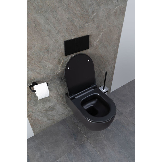 Унитаз подвесной безободковый Allen Brau Priority 4.31001.31 с тонкой крышкой микролифт, чёрный матовый - фото 20