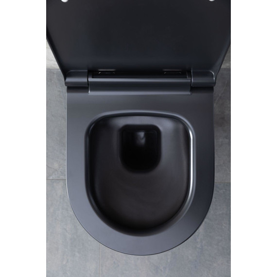Унитаз подвесной безободковый Allen Brau Priority 4.31001.31 с тонкой крышкой микролифт, чёрный матовый - фото 24