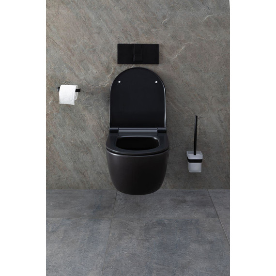 Унитаз подвесной безободковый Allen Brau Priority 4.31001.31 с тонкой крышкой микролифт, чёрный матовый - фото 28