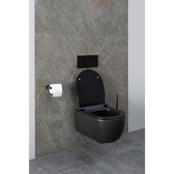 Унитаз подвесной безободковый Allen Brau Priority 4.31001.31 с тонкой крышкой микролифт, чёрный матовый - фото 30