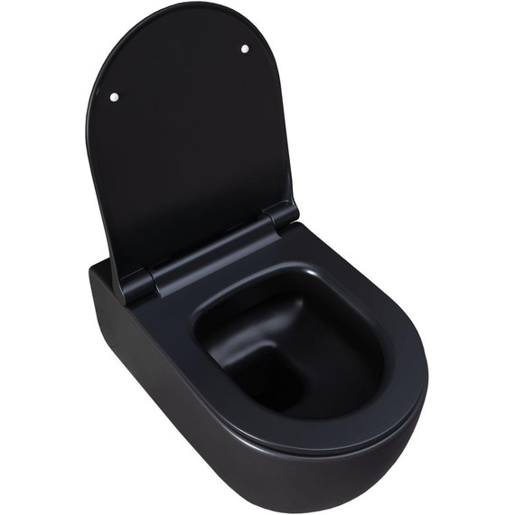 Унитаз подвесной безободковый Allen Brau Priority 4.31001.31 с тонкой крышкой микролифт, чёрный матовый - фото 6