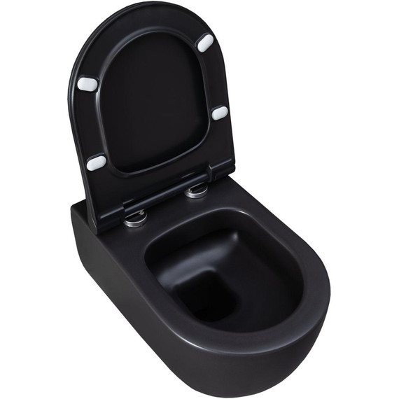 Унитаз подвесной безободковый Allen Brau Priority 4.31001.31 с тонкой крышкой микролифт, чёрный матовый - фото 5