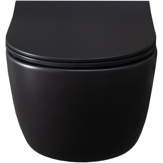 Унитаз подвесной безободковый Allen Brau Priority 4.31001.31 с тонкой крышкой микролифт, чёрный матовый - фото 2