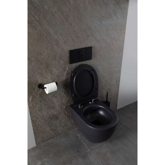 Унитаз подвесной безободковый Allen Brau Reality 4.32006.31 с крышкой микролифт, чёрный матовый - фото 17