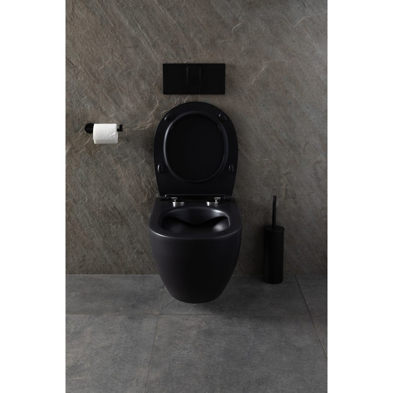 Унитаз подвесной безободковый Allen Brau Reality 4.32006.31 с крышкой микролифт, чёрный матовый - фото 21