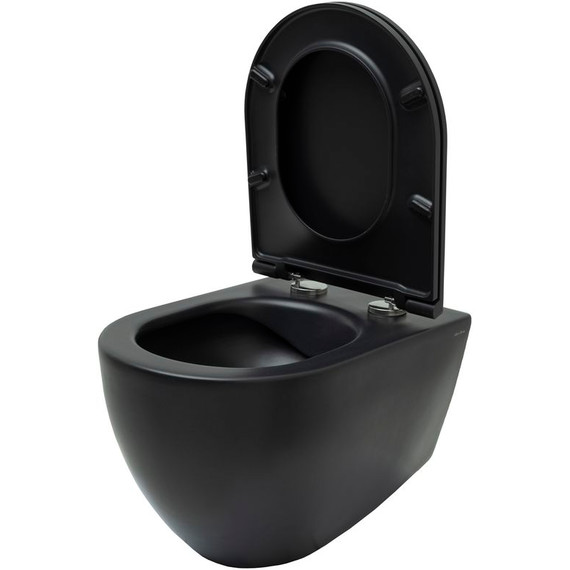 Унитаз подвесной безободковый Allen Brau Reality 4.32006.31 с крышкой микролифт, чёрный матовый - фото 4