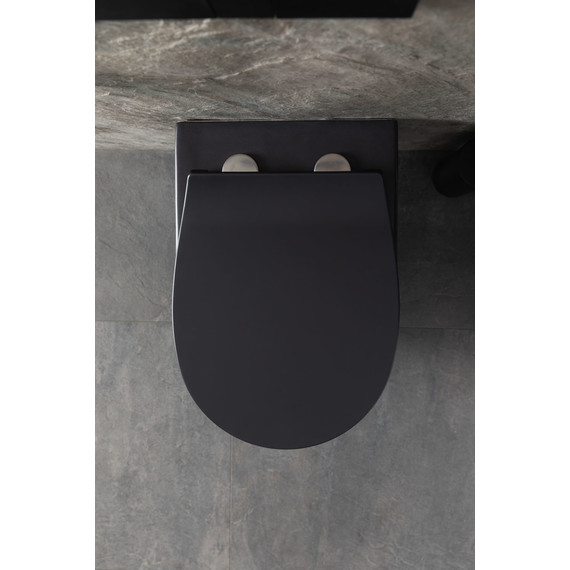 Унитаз подвесной безободковый Allen Brau Reality 4.32006.31 с крышкой микролифт, чёрный матовый - фото 26