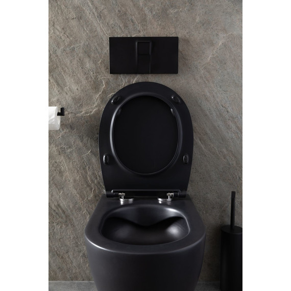 Унитаз подвесной безободковый Allen Brau Reality 4.32006.31 с крышкой микролифт, чёрный матовый - фото 32