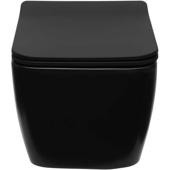 Унитаз подвесной безободковый Allen Brau Liberty 4.33007.31 с тонкой быстросъмной крышкой микролифт, чёрный матовый - фото 2