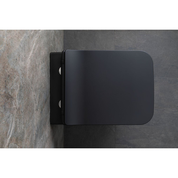 Унитаз подвесной безободковый Allen Brau Liberty 4.33007.31 с тонкой быстросъмной крышкой микролифт, чёрный матовый - фото 14