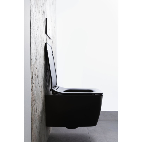 Унитаз подвесной безободковый Allen Brau Liberty 4.33007.31 с тонкой быстросъмной крышкой микролифт, чёрный матовый - фото 22