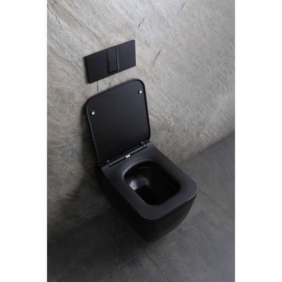Унитаз подвесной безободковый Allen Brau Liberty 4.33007.31 с тонкой быстросъмной крышкой микролифт, чёрный матовый - фото 24