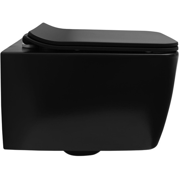 Унитаз подвесной безободковый Allen Brau Liberty 4.33007.31 с тонкой быстросъмной крышкой микролифт, чёрный матовый - фото 4
