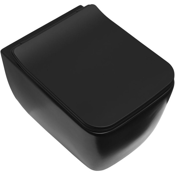 Унитаз подвесной безободковый Allen Brau Liberty 4.33007.31 с тонкой быстросъмной крышкой микролифт, чёрный матовый - фото 3
