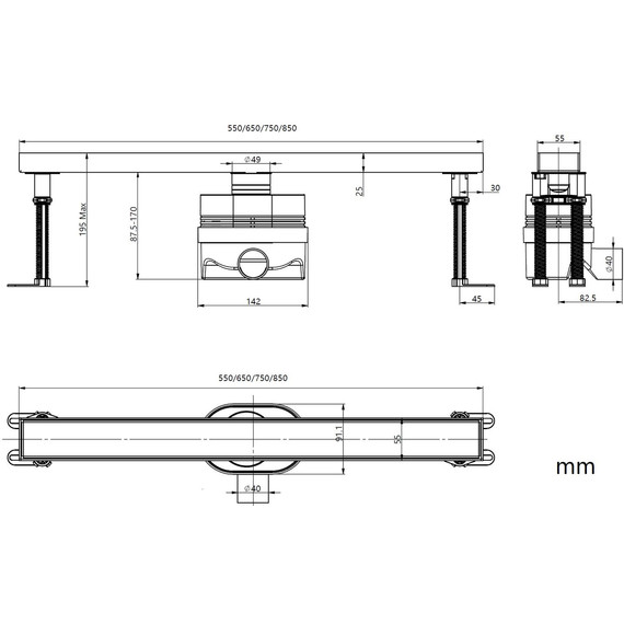 Трап Allen Brau Priority 65 см 9.50008.BN, никель браш - фото 3